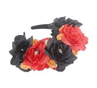 ERINGOGO Bandeau Femme Halloween avec Fleurs et Tête Décoratif pour Fête Festival et Photo Design et Confortable Rouge et Noir