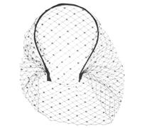 ERINGOGO Bandeau Voile de Mariée en Maille Noire Perles et Strass Accessoire Coiffure Mariage Élégant pour Tea Party Cérémonie Cocktail et Séance Photo