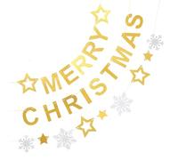 ERINGOGO Bannière de Noël Dorée en Papier Résistant Cordelette Décoration Festive à Suspendre pour Maison et Fêtes de Noël Ensemble de Banderoles DIY pour Ambiance Chaleureuse