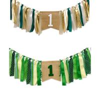 ERINGOGO Bannière Décorative pour Bébé et Garçon et Filles Ensemble 1 Pièce Verte Vintage en Tissu Ornement de Fête et Accessoire Photo pour Chaise de Salle à Manger