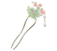 ERINGOGO Bâtonnet à Cheveux pour Chignon Accessoire Élégant Léger et Portable Style Chinois en Alliage et Glaçures lors de Mariages et Fêtes Vert