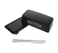 ERINGOGO Beurrier avec Couvercle à Clip et Couteau Intégré Boîte à Beurre Hermétique en Plastique Noir Plateau de Rangement Compact pour Comptoir et Réfrigérateur Beurrier Cuisine