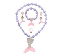 ERINGOGO Bijoux Sirène Pour Garçon Fille Collier Bracelet Boucles Oreilles Bague Parure De Bijoux Garçon Fille