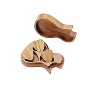 ERINGOGO Boîte à Médiators en Bois Naturel avec Kit De 3 Médiators, Étui Compact pour Accessoires De Guitare, Pratique Et Esthétique