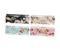 ERINGOGO Boîte à Rouge à Miroir 4pcs Tissu Floral Rétro Étui à Rouge à Portable Couvercle Imprimé Sorties