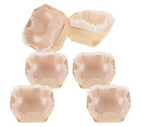 ERINGOGO Boîte Bois 6 Pièces avec Moules à Toast Moules à Cake en Papier Blanc Compatibles Four pour Pâtisserie Cuisson et Préparation Polyvalente