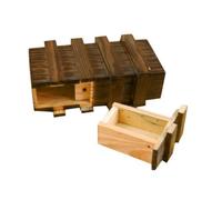 ERINGOGO Boîte Bois Naturelle avec Tiroir Secret Sécurisé Éducatif pour Rangement Sûr pour Garçons et Filles Puzzle à Mécanisme Triple Verrouillage Cadeau Ludique et Pédagogique