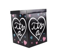 ERINGOGO Boîte de Ballons de Révélation du Genre en Papier Noire Coffret Pliable Décoratif pour Fête Prénatale Garçon ou Fille Rangement Pratique pour Anniversaire et Annonce de