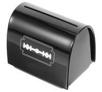 ERINGOGO Boîte de Récupération à Déchets Portable pour Lames de Rasoir en Acier Inoxydable Noir, Forme Unique, Facile à Utiliser, pour Salon de Coiffure ou Barbier