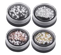 ERINGOGO Boîtes de Perles Nail Art Imitation Perles Blanches Acier pour Décoration Ongles Femmes et Filles DIY