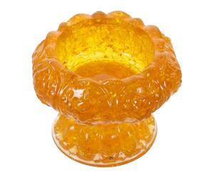 ERINGOGO Bol Décoratif en Cristal Jaune de Fleur de Lotus, Bol à Bijoux sur Pied pour Bagues, Boucles D’oreilles et Clés, Plat Organisateur Décoratif Polyvalent pour Rangement D’intérieur