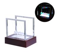 ERINGOGO Boule de Newton Lumineuse Grand Modèle Base Rouge Pendule Cinétique Décorative sans Piles Ornement Dynamique pour Bureau et Apprentissage Scientifique