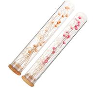 ERINGOGO Bouteille en Verre Décorative 2 Fleurs Séchées Éternelles Jaunes, Bouquet Mini Gypsophile pour Décoration Intérieure, Accessoire Mariage et Présent Anniversaire, Composition DIY