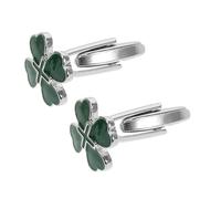 ERINGOGO Boutons de Manchette pour Hommes en Alliage Vert Motifs Cœur et Trèfle à Quatre Feuilles, Confortables et Fiables pour Réunions d'affaires et Sorties Décontractées