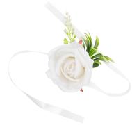 ERINGOGO Bracelet de Poignet Blanc en Fleurs Artificielles, Ornement Fleuri Ajustable pour Mariée et Demoiselles D’honneur, Accessoire Mariage Élégant pour Cérémonie et Photographie,