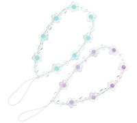 ERINGOGO Breloque de Téléphone Bracelet de Téléphone Lot de 2 Chaînes Anti-Perte Perles Fleurs et Appareils Photo Usage Multiple Randonnée Cyclisme