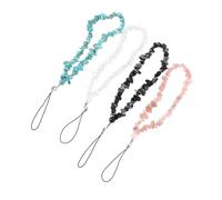 ERINGOGO Breloques Téléphone en Perles Lot 4 Pièces, Lanières Décoratives Antifuite, Corde Courte en Pâte Polymère, Accessoires Mode pour Téléphone Portable, Usage Bureau et Voyage,