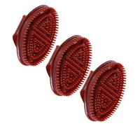 ERINGOGO Brosse de Lavage de Cheveux et Massage Tête 3 Pièces Plastique Rigide Multifonction pour Cuir Chevelu Sensible Bain Corps Rouge Foncé