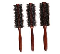 ERINGOGO Brosse Ronde Bois avec Poils Naturels pour Coiffer Sécher et Boucler Cheveux Design Ergonomique et Spiralé pour Types de Cheveux Couleur Aléatoire Couleur