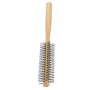 ERINGOGO Brosse Ronde Petite pour Cheveux Bouclés Manche Bois Schima Brosse Soufflante et Coiffante avec Poils Nylon Résistants Adaptée Aux Cheveux Épais Coiffage Maison Pratique
