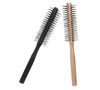 ERINGOGO Brosse Ronde Pour Brushing 2 Pièces Taille Mini Brosse à Cheveux Bouclés Nylon Poils Pour Coiffage à Domicile Et Sèche-cheveux Bois Naturel Noir Et Bois Naturel