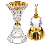 ERINGOGO Brûleur de Parfum en Cristal Transparent pour Diffuseur D'huile Essentielle, Design Simple, Matériau Verre et Métal, Stable et Polyvalent pour Décoration Maison ou Cérémonie de