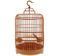 ERINGOGO Cage à Oiseaux Ronde en Plastique pour Perruches et Inséparables Crochet Suspendu, Perchoir et Plateau Inférieur, Espace D'activité Suffisant et Finition Soignée