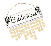 ERINGOGO Calendrier en Bois Rond Rappel d'anniversaire Familial, Planche Suspendue DIY en Bois Naturel, Décoration Murale Personnalisable pour Maison, Présent Anniversaire Fête