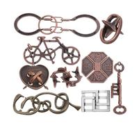 ERINGOGO Casse-Têtes Logiques en Métal 9 Pièces - Jeu de Puzzles à Déverrouiller Multifonctionnel Couleur Bronze Antique pour Adultes et Soirées Entre Amis Casse-Têtes Éducatifs et