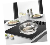 ERINGOGO Casserole Inox pour Plaques Induction Marmite à Fondue Double Compartiment Acier Inoxydable avec Couvercle Verre Poignée Large pour Cuisson Multifonction Famille ou Restaurant