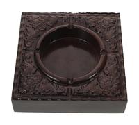 ERINGOGO Cendrier Carré en Bois D’Ébène Véritable Cendrier Vintage Décoratif pour Bureau et Extérieur Plateau Porte-Cendres Stable Motifs Sculptés pour Fumeurs et Espace de Travail