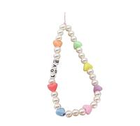 ERINGOGO Chaînes De Téléphone Portable Perles Pour Femmes, Bracelet Anti-perte, Design Bohème Lettres Love, Perles Imitation Nacre, Longueur 22 Cm, Accessoire Pratique Pour Téléphone Et Car