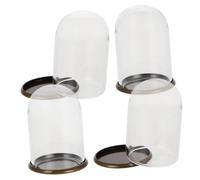 ERINGOGO Cloche Miniature en Verre Transparent avec Base MéTallique 4 PièCes pour DéCoration Maison De PoupéE Fleurs Immortelles Accessoires Microlandscape