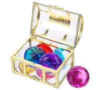 ERINGOGO Coffret de Jouets de Piscine Pirate 6 Fausses Pierres Précieuses Colorées 4 Cm, 138,5 G, Boîte à Trésors Garçon et Filles, Accessoires de Plongée pour Chasse au Couleur