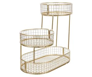 ERINGOGO Corbeille à Fruits Métallique 3 Niveaux Petit Format, Étalage Multi-usage pour Fruits et Légumes, Panier de Rangement pour Comptoir Cuisine, Organisateur Solide et Facile