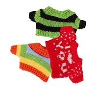 ERINGOGO Costume 3 Pièces pour Poupée Ours en Laine Douce, Pulls Réutilisables Rouge, Vert Noir et Arc-en-Ciel, Vêtements Décoratifs pour Poupées, Accessoires pour Habiller Peluches Garçon