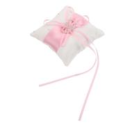 ERINGOGO Coussin Porte-alliances Mariage 9 X 9 Cm en Tissu Satin et Coton Rose Double Cœur Coussin D'alliances pour Cérémonie et Demande en Mariage Accessoire Élégant pour Fiançailles