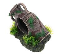ERINGOGO Décoration Aquarium en Résine Vintage Vase Cassé, Grotte Secrète pour Crevettes et Poissons, Cachette Naturelle pour Tortues, Accessoire Rustique pour Aquarium D’intérieur,