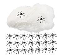 ERINGOGO Décoration Halloween Toile Araignée Lumineuse Étirable avec Araignées Noires Décorations Effrayantes pour Fête à Thème pour Intérieur et Extérieur Installation Facile
