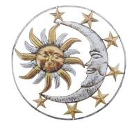 ERINGOGO Décoration Murale Ornement Rustique et Élégant Artisanale en Fer Soleil et Lune sans Décoloration ni Déformation pour Patios et Bureaux