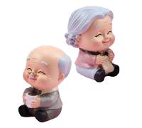 ERINGOGO Décorations de Gâteau Vieux Couple en Résine, 2 Pièces, Figurines Décoratives Sûres pour Aliments, pour Mariage ou Salon Couleur Aléatoire