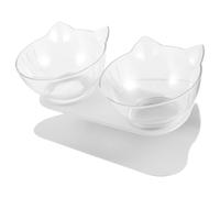 ERINGOGO Double Bol incliné pour Chat et Chien Anti-Renversement Protection du Cou Bol Alimentation et Eau Transparent pour Animaux de Compagnie