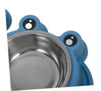ERINGOGO Double Pet Feeding Bowl with Moat Design Stainless Steel Cat and Dog Bowl Set Non-Slip Plastic Base No Spill Water and Food Feeder for Small to Medium Pets