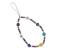 ERINGOGO Dragonne Courte pour Téléphone en Pâte Polymère Style Bohème Pendentif Œil du Démon Couleur Aléatoire Corde Suspendue Décorative Légère et Détachable Couleur