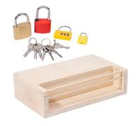 ERINGOGO Éducatif Montessori pour Tout-Petits 1-2 Ans - Boîte à Serrures en Bois Clés Colorées - Jeu D’Apprentissage Motricité Fine et Coordination Œil-Main pour Garçon et Filles