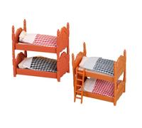 ERINGOGO Ensemble de 2 Lits Superposés Miniatures pour Maison de Poupée, Meubles Décoratifs en Bois, Modèle Mini Lit Superposé, Accessoires Jouets pour Garçon et Filles, Décoration Chambre