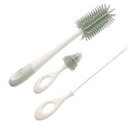 ERINGOGO Ensemble de Brosses à Bouteille en Silicone et Abs Rotation 360° pour Nettoyage Complet du Biberon et Pailles, Livré Boîte de Rangement Éléphant Vert Clair