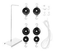 ERINGOGO Ensemble de Poulies pour Expérience de Physique Support Galvanisé 1 Poulie Simple 2 Poulies Doubles 2 Cordes Incluses Kit Mécanique Éducatif pour Laboratoire et École Matériel