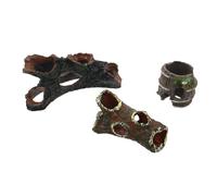 ERINGOGO Ensemble Décoratif Aquarium 3 Pièces - Cachette Tronc D’Arbre Creux PVC Grotte et Tonneau Décoratif - Souche Imitation Bois Naturel pour Poissons Betta et Crevettes -