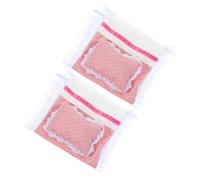 ERINGOGO Ensemble Mini Litère Maison de Poupée Rose 2 Pièces avec Drap Housse et Oreiller Accessoires pour Maison de Poupée Kit de Draps Miniatures pour Chambre Décor